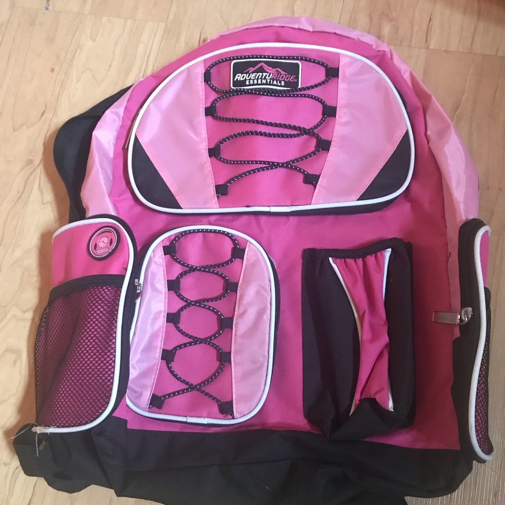 Pink and black backpack